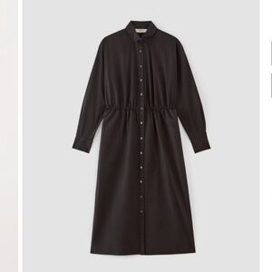 Everlane Black  Supima Cotton Long-Sleeve Shirt Dress